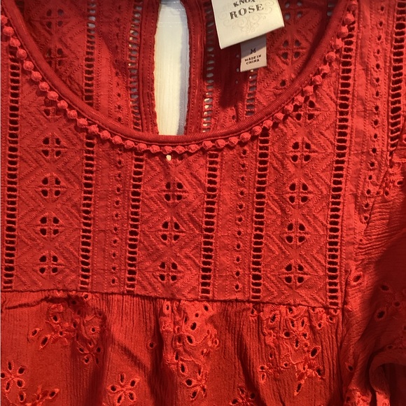 Red Eyelet Lace Top - Picture 4 of 15